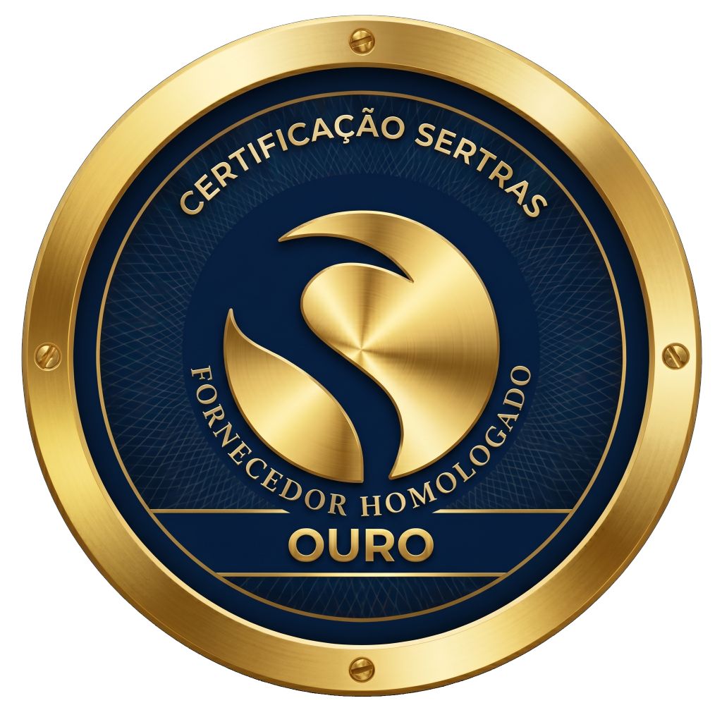 Selo circular dourado metalizado de Fornecedor Homologado Ouro - Certificação Sertras.